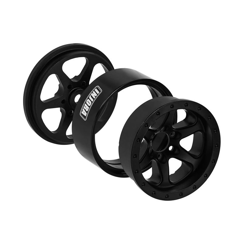 INJORA 1,3 Zoll Beadlock-Räder aus Aluminium in Schwarz mit negativem Versatz für 1/24 und 1/18 RC Crawler (W1309) - Bild 3