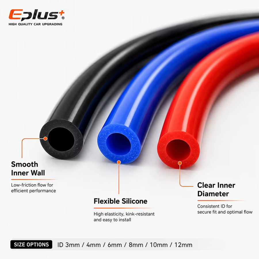 EPLUS Universeller Silikon-Vakuumschlauch Hitzebeständig und Flammhemmend für Auto und Motorrad, ID 3mm-12mm, Farben: Rot, Blau, Schwarz und Multicolour - Bild 5