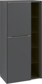 Villeroy & Boch Subway 3.0 Mittelschrank mit Glastüren in Weiß und Grau, glänzend, B/H/T: 57,4 x 120 x 36,2 cm - Bild 1