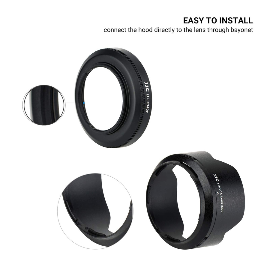 ABS Umkehrbare Gegenlichtblende für Nikon Nikkor Z DX Objektive, Set bestehend aus HN-40 und HB-90A, Schwarz, kompatibel mit Nikon Z50 Dual-Objektiv-Kit (16-50mm) - Bild 2