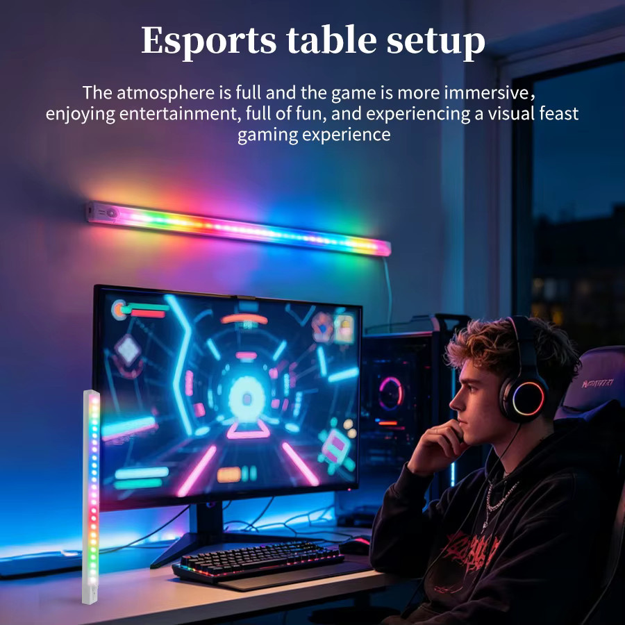 GGBEE RGB LED Lichtleiste mit Bewegungssensor, kabellose magnetische Nachtbeleuchtung für Schreibtisch und Schrank, Multicolor, Weiß - Bild 3