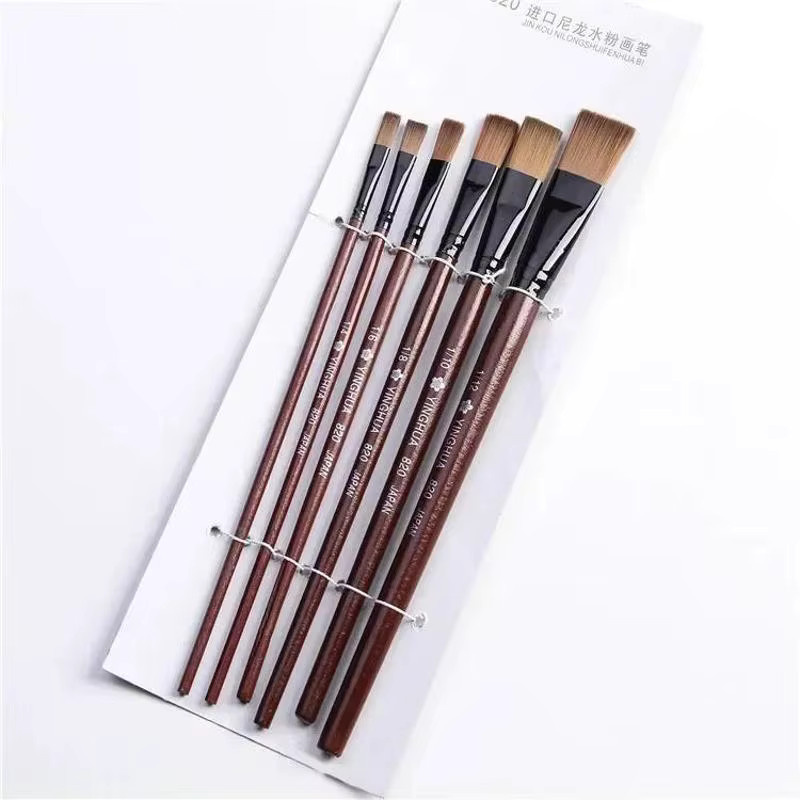 Professionelles 6-teiliges Künstlerpinsel-Set aus Nylon und Wolle für Acryl, Öl und Aquarell - Bild 2