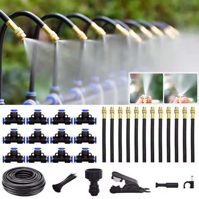 AZNM Universelles Gartenbewässerungsset mit T-Stück, Zerstäuberdüse und automatischem Tropfbewässerungssystem in Schwarz - Bild 1