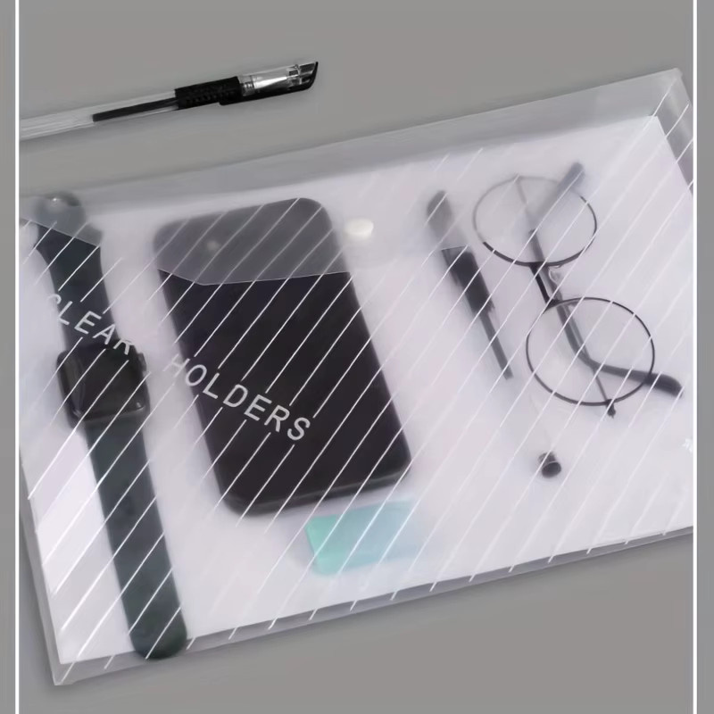 6er Set A4 Dokumenten-Organizer aus Kunststoff mit Knopfverschluss, transparent und mehrfarbig - Bild 2
