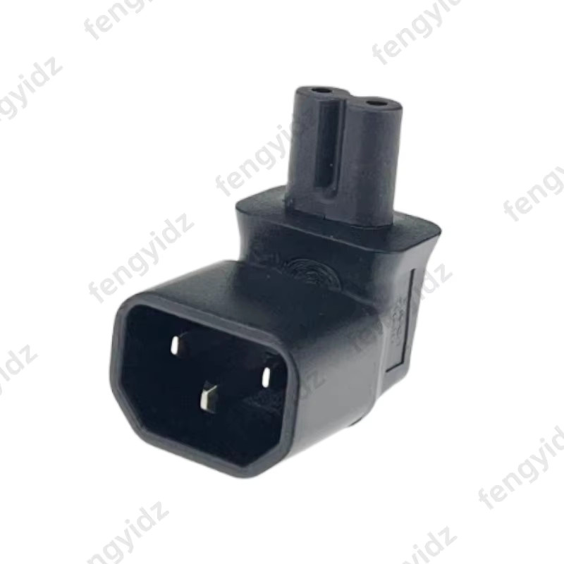 Fengyidz IEC 320 C14 auf IEC C7 Netzteil-Adapter, rechtwinklig, Farbe: Schwarz - Bild 2