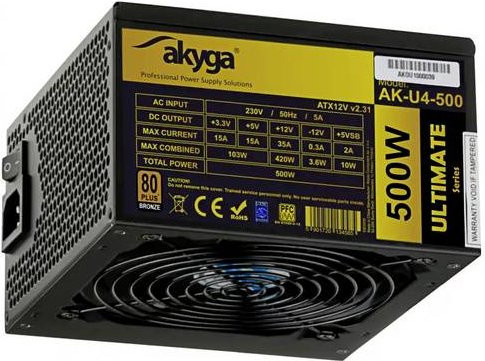 Akyga PC Netzteil 500W ATX 80PLUS Bronze in Schwarz - Bild 1