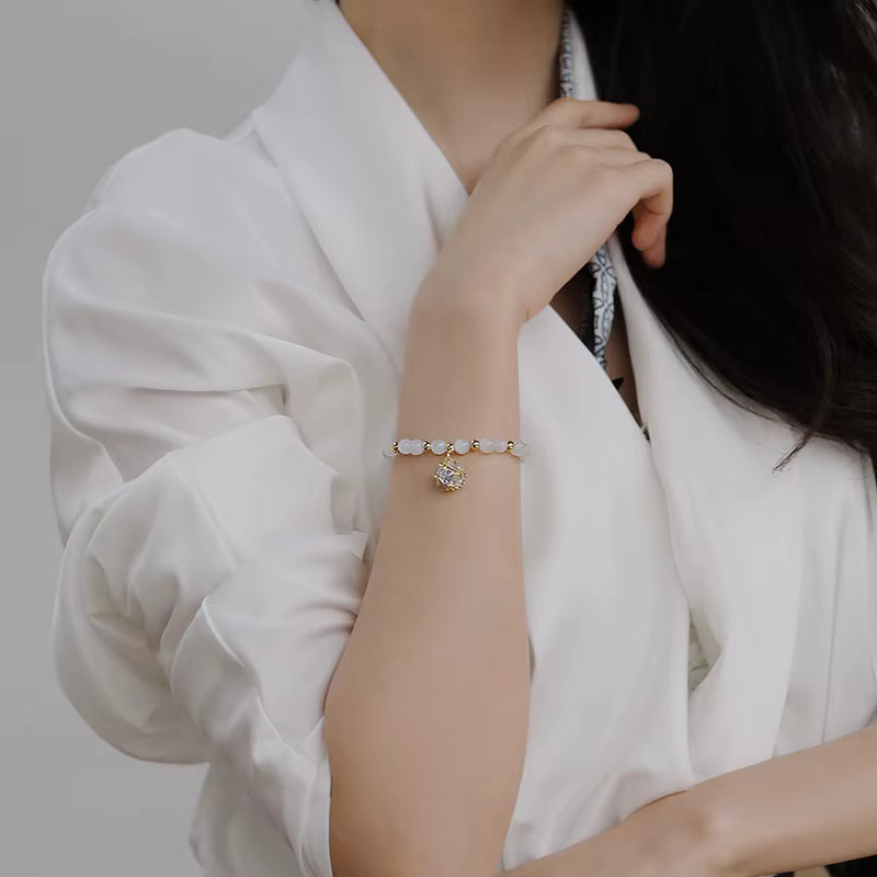 Armband Katzenaugen-Steinperlen, Strass-Kristall-Anhänger, Damen - Bild 2
