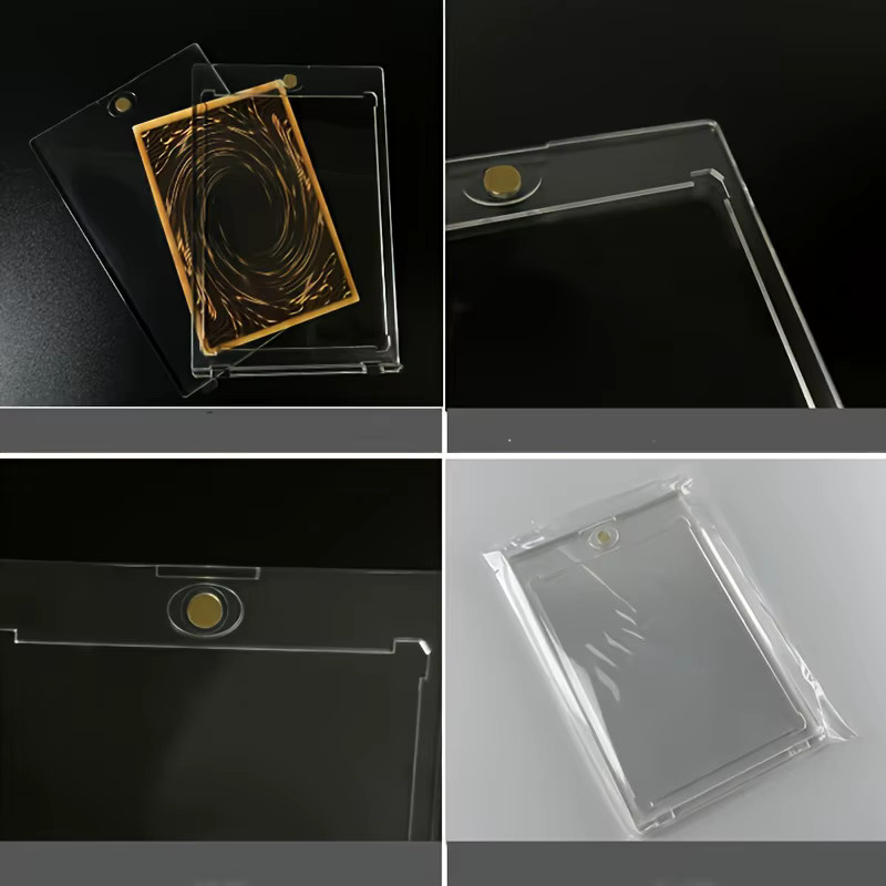 10 Stück magnetische Kartenhalter aus transparentem Kunststoff mit UV-Schutz und Magnetverschluss in Lila zur Aufbewahrung von Kredit- und Visitenkarten - Bild 6
