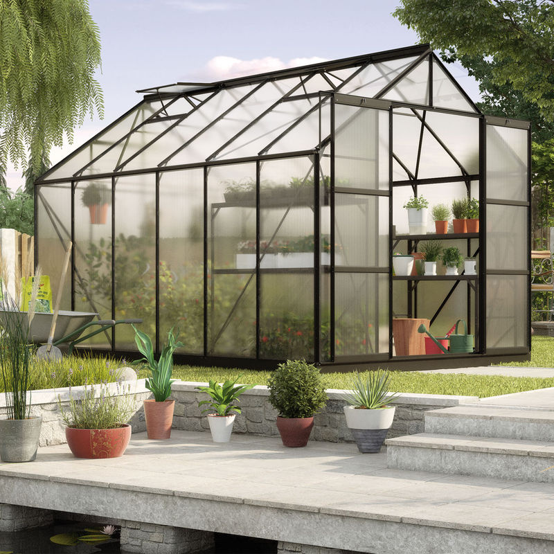 Vitavia Gewächshaus Uranus 9900 in Schwarz mit 4 mm HKP, B: 257 cm, T: 383 cm - Bild 3