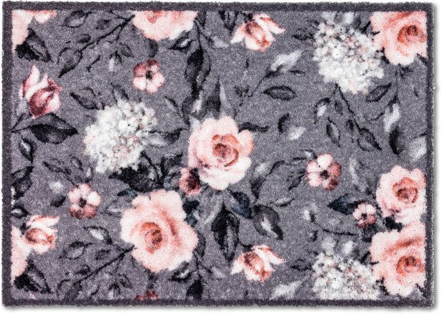 Sauberlaufmatte Astra Pure und Soft Blumen Grau-Rosa B: 50 cm, T: 70 cm - Bild 1