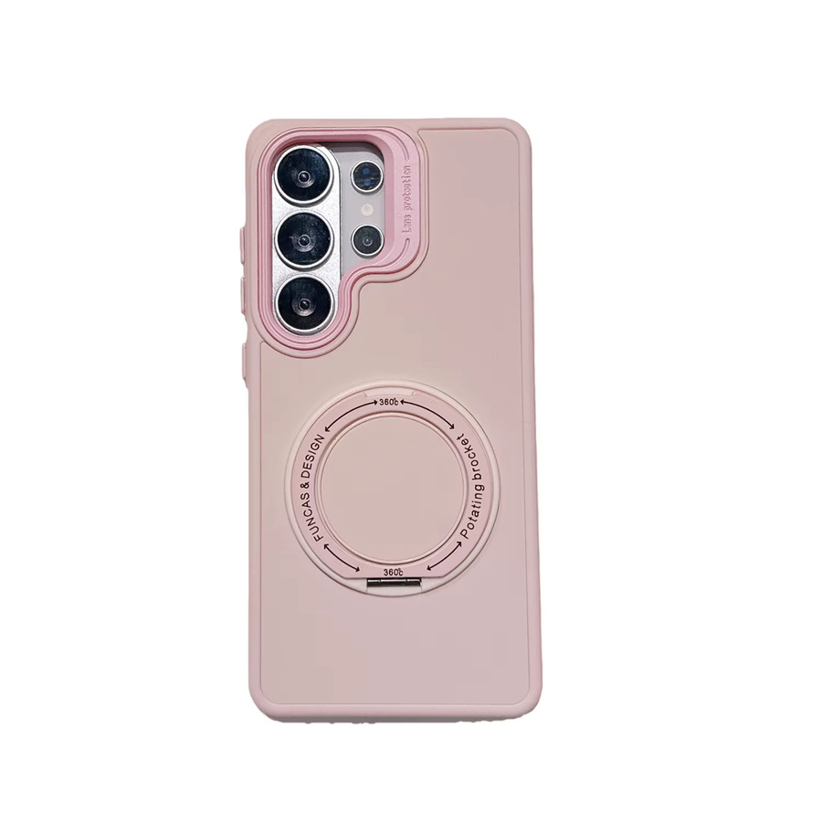 Stoßfeste Samsung Handyhülle mit 360 Grad drehbarem magnetischem Klappständer und MagSafe-Halterung für Samsung S26 S25 S24 Ultra Plus in Orange und Pink - Bild 4