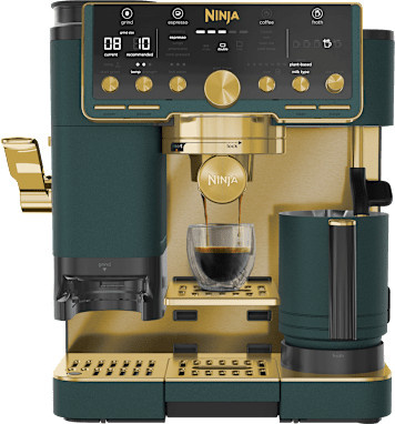 Ninja Luxe Café Pro Espressomaschine von SharkNinja in Grün/Gold mit integrierter Waage, Cold Brew Funktion und Dampflanze für Kaffeebohnen und gemahlenen Kaffee - Bild 1