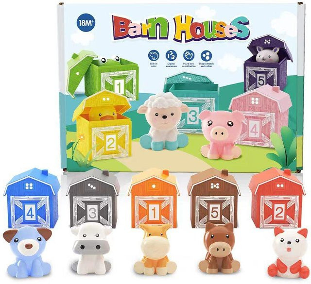 Kidsly Bauernhoftier-Fingerpuppen, Zähl-, Zuordnungs- und Farbsortierset, ab 1 Jahr - Bild 1
