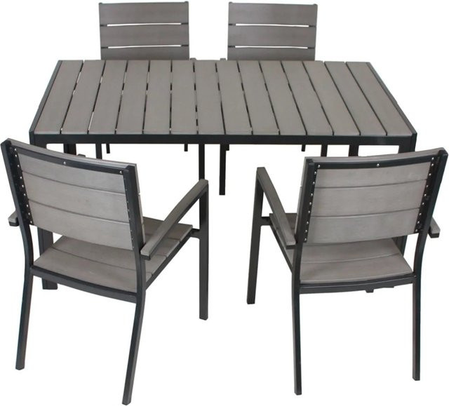 DELUKE Garten-Sitzgruppe MILA 5-tlg. in Anthrazit aus Aluminium und Kunststoff für Garten und Terrasse - Bild 1
