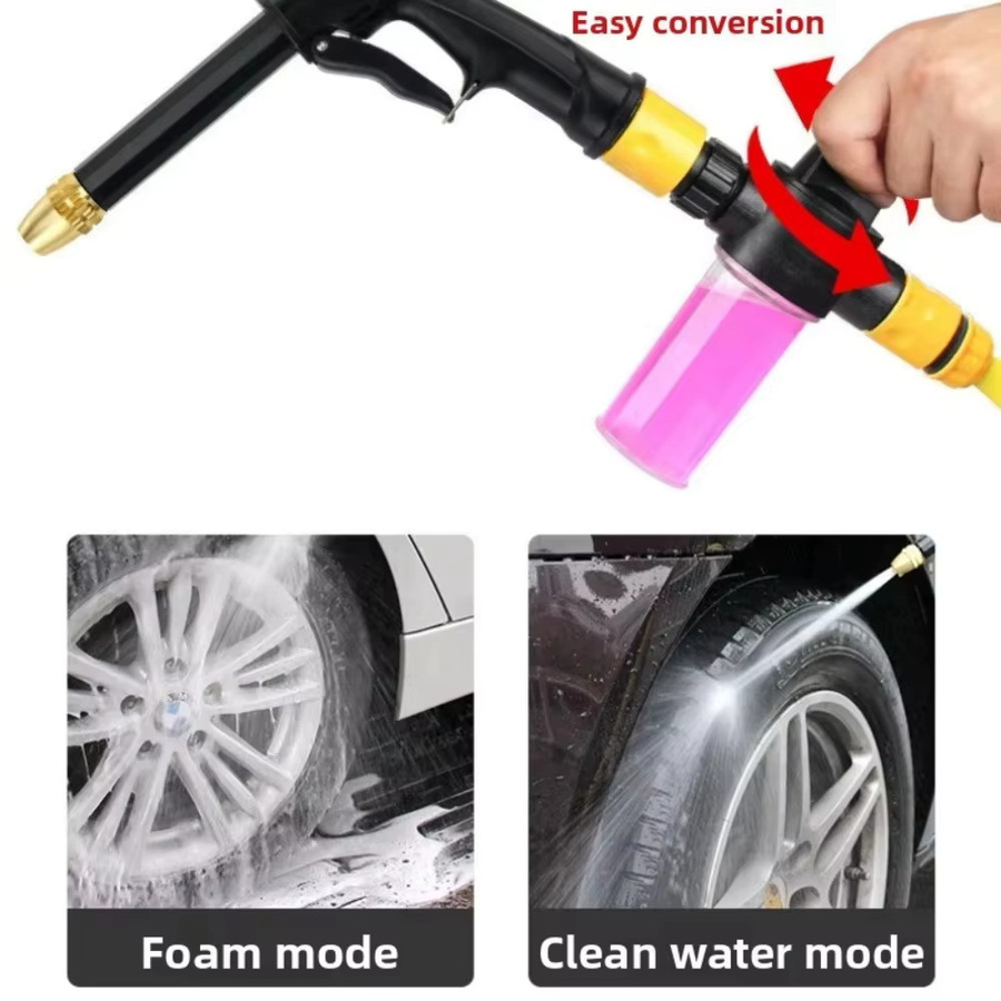 Tragbare Hochdruck-Wasserpistole in Schwarz für Autoreinigung und Gartenbewässerung als Schlauchdüse und Schaumwasserpistole - Bild 4