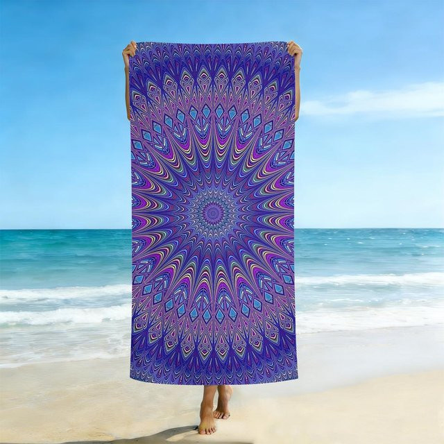 Strandtuch mit Mandala-Motiv von JMG Household Supplies, lila, B/H: 75 x 150 cm - Bild 1