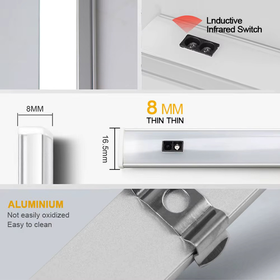 Acosh Neon LED-Schrankbeleuchtung in Weiß mit Bewegungssensor und USB-Aufladung aus Aluminium - Bild 4