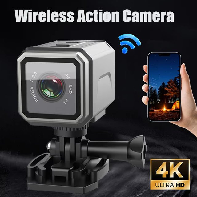 luxuglow Ultra HD 4K Action Cam mit WLAN-Hotspot und Bildschirm, Anti-Shake Outdoor-Sportkamera in Schwarz, ideal als Motorrad- und Fahrrad-Dashcam - Bild 1