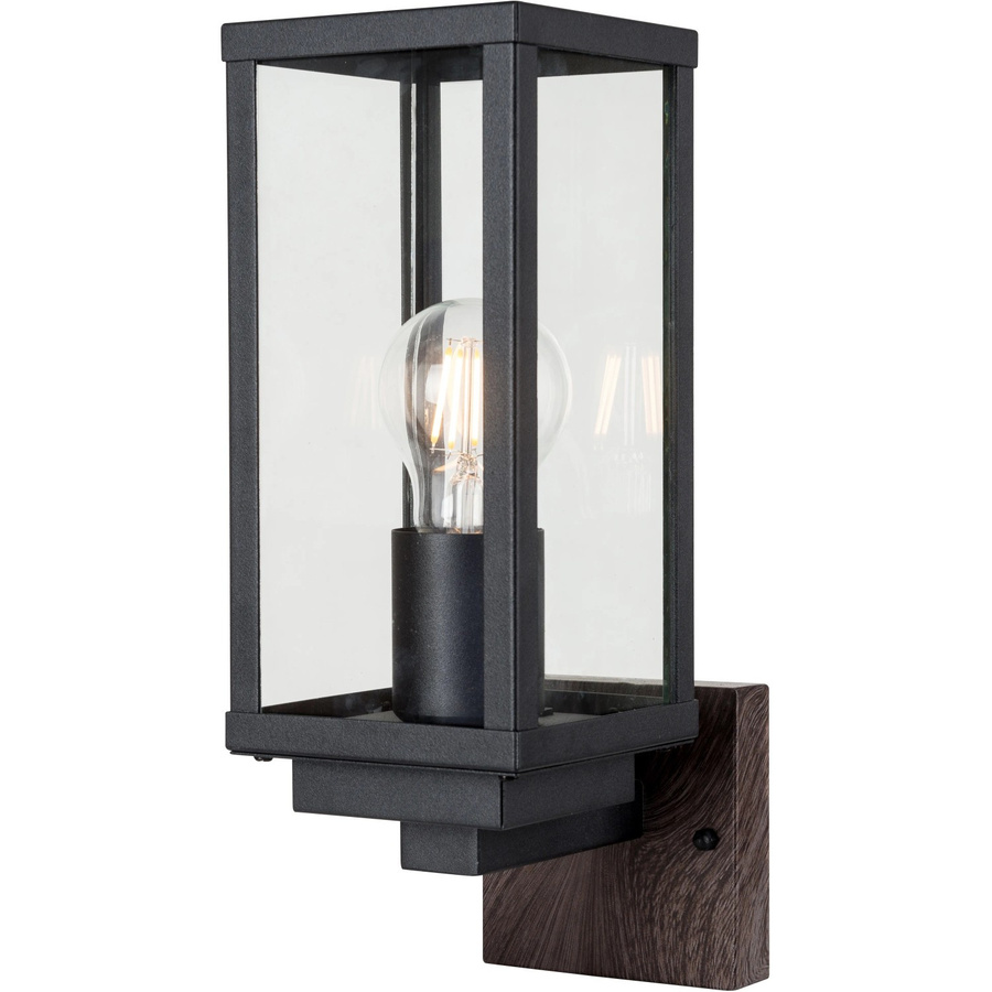 ECO-Light Außenwandleuchte Karo 2100112 in Schwarz und Holzoptik mit E27 Fassung - Bild 2