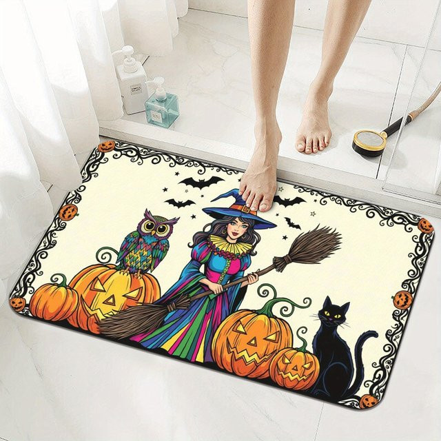 Rutschfeste Küchenmatte mit Halloween Totenkopf und Pilz-Design, Mehrfarbig, B/T: 60 x 40 cm - Bild 1