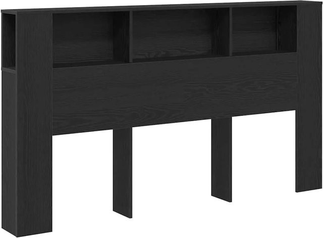 vidaXL Kopfteil Schrank in Schwarz Eichen-Optik mit integriertem Regal, Breite: 180 cm, Tiefe: 18,5 cm, Höhe: 102,5 cm - Bild 1