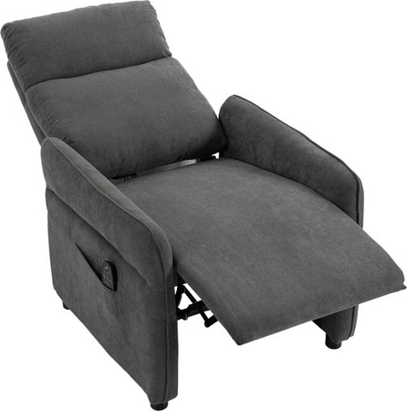 HOMCOM Relaxsessel Fernsehsessel mit Massage- und Wärmefunktion, TV-Sessel mit Fußstütze, verstellbaren Armlehnen und 2 Seitentaschen, dunkelgrau