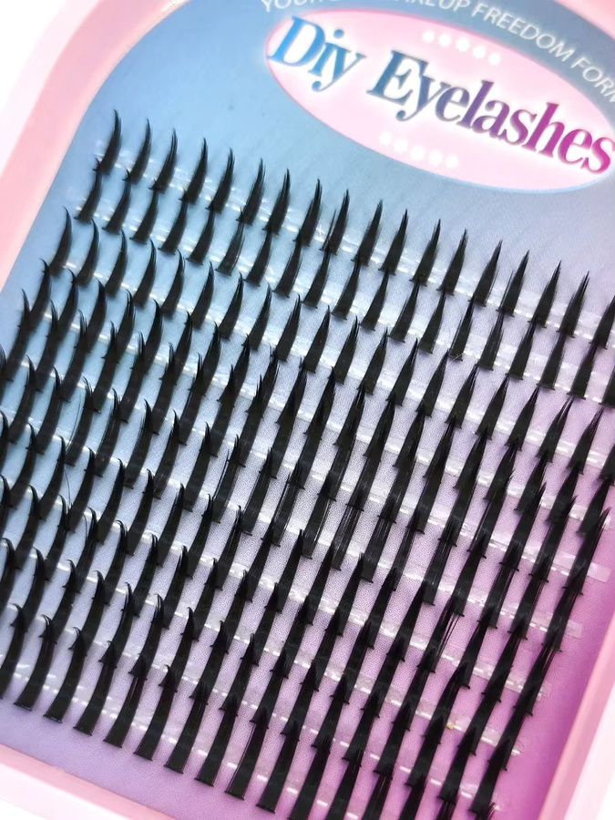 640 Wimpern Cluster D Curl Mix, 3D Wispy, Black, Unisex - Bild 6
