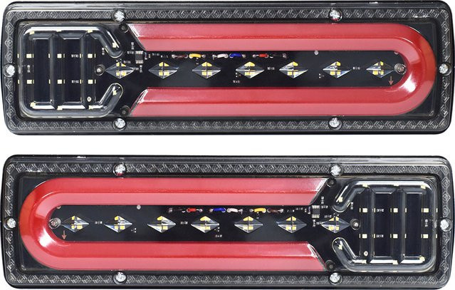2 Stück p2max LED-Rückleuchten in Rot für LKW, Bus, Traktor und Wohnmobil mit Blinker, Bremslicht und Rückfahrlicht - Bild 1