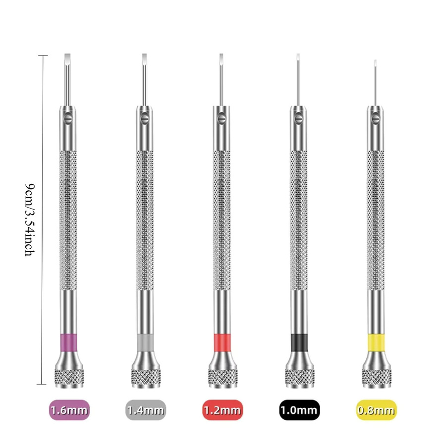 Präzisions-Schraubendreher Set für Uhrenreparaturen in Silber, Mini-Schlitzschraubendreher für Präzisionsinstrumente, 0,8–1,6 mm - Bild 3