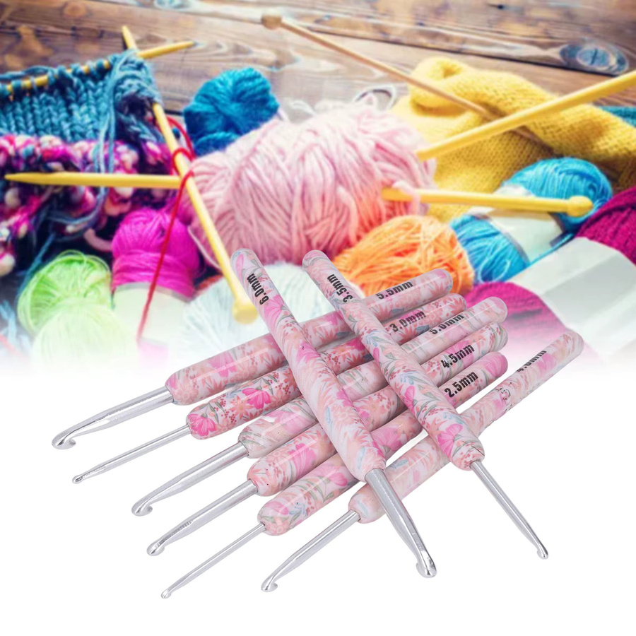 NOTIONSLAND 8-teiliges Häkelnadel-Set mit ergonomischem Griff in Multicolour, Größen 2,5-6,0 mm - Bild 2