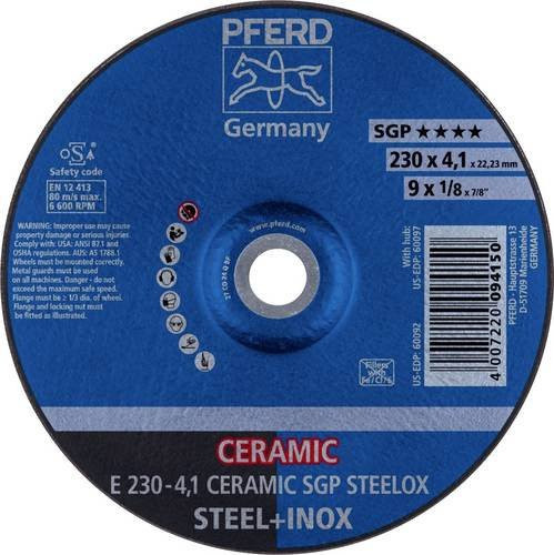 PFERD Schruppscheibe CERAMIC SG STEELOX für Stahl und Edelstahl, Blau, Durchmesser: 230 mm, Bohrungs-Ø: 22,23 mm - Bild 1