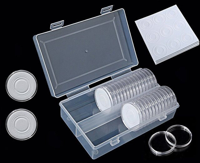 50 Stück Münzkapselbox aus transparentem Kunststoff mit Innenkissen für 41 mm Münzen - Bild 1