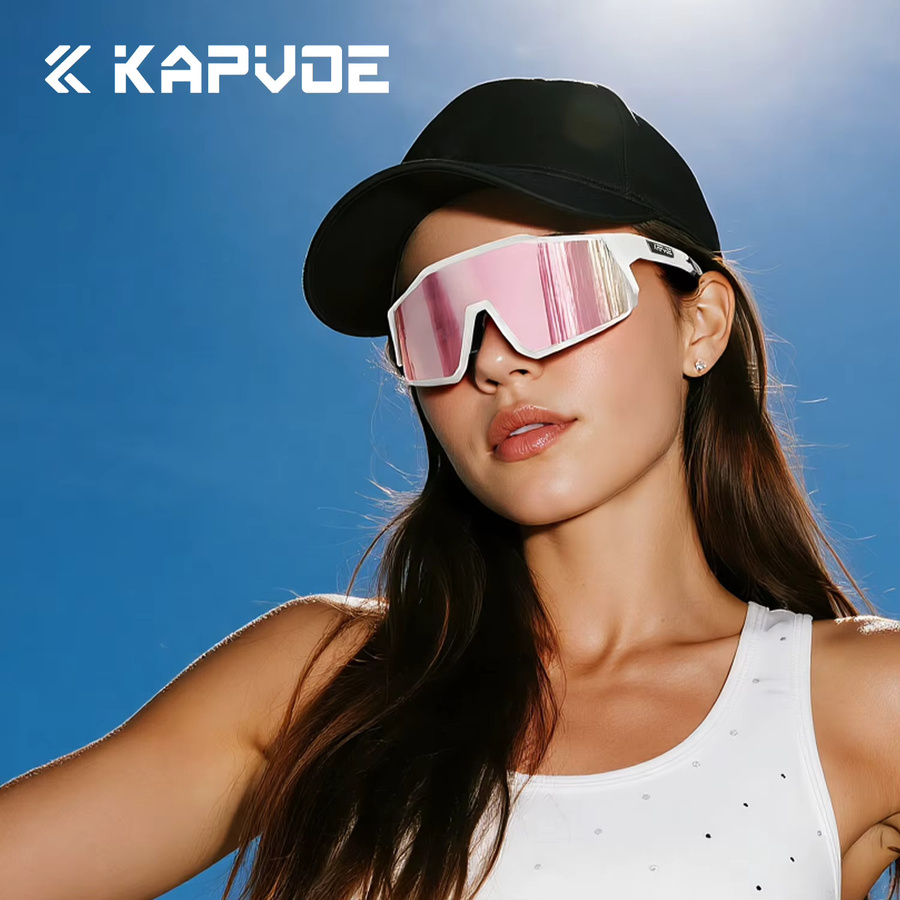 Kapvoe Sportsonnenbrille, Unisex, Vollrand, weiß, Wrap - Bild 1