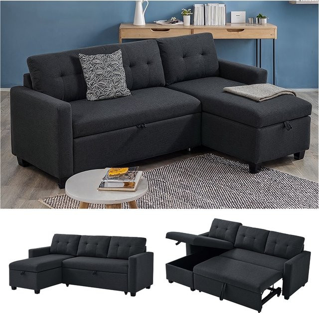 Vitalispa Ecksofa Campina Schlafsofa in Anthrazit mit L-Form und Schlaffunktion B/T/H: 226 x 161 cm - Bild 1