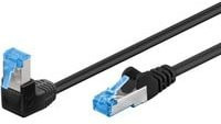 goobay Patchkabel Cat.6a S/FTP PiMF mit RJ45-Stecker, 0,5 m, Schwarz, 1x 90 Grad gewinkelt - Bild 1