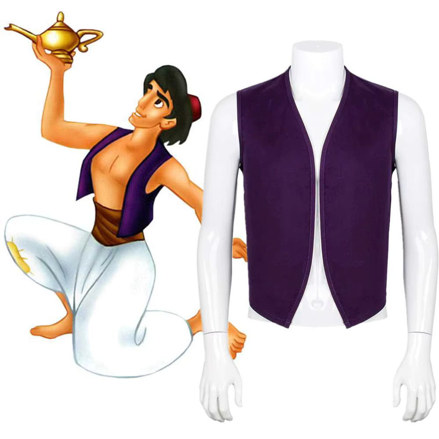Themagic Lampe Arabischen Prinz Aladin Cosplay Weste, Kostüm, Schwarz Lila - Bild 3