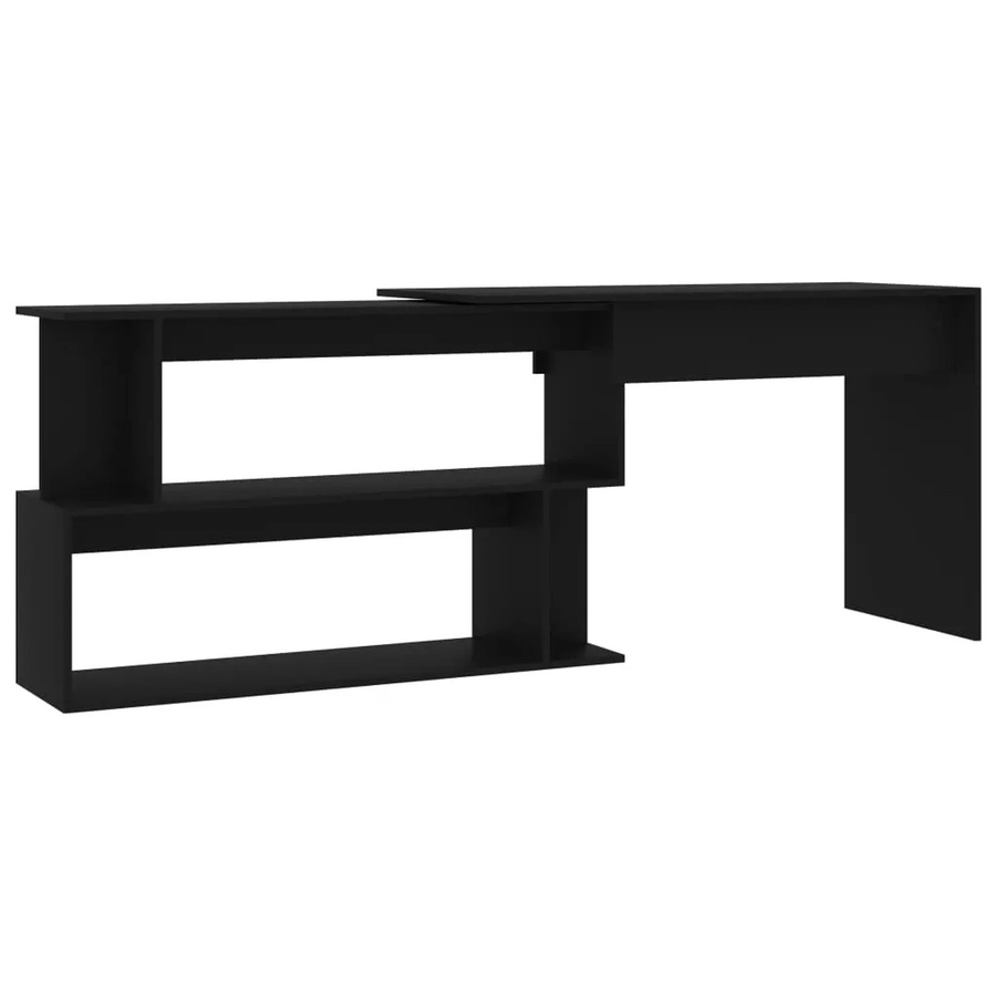 vidaXL Eckschreibtisch in Schwarz aus Holzwerkstoff für Büro und Arbeitszimmer B/T/H: 200 x 50 x 76 cm - Bild 2