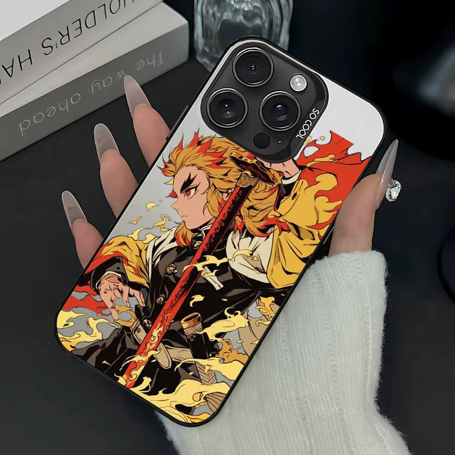 R-Rengoku Vintage Handyhülle für iPhone 11 bis 17 Pro Max Plus, Stoßfest, Schwarz Weiß Multicolour - Bild 2