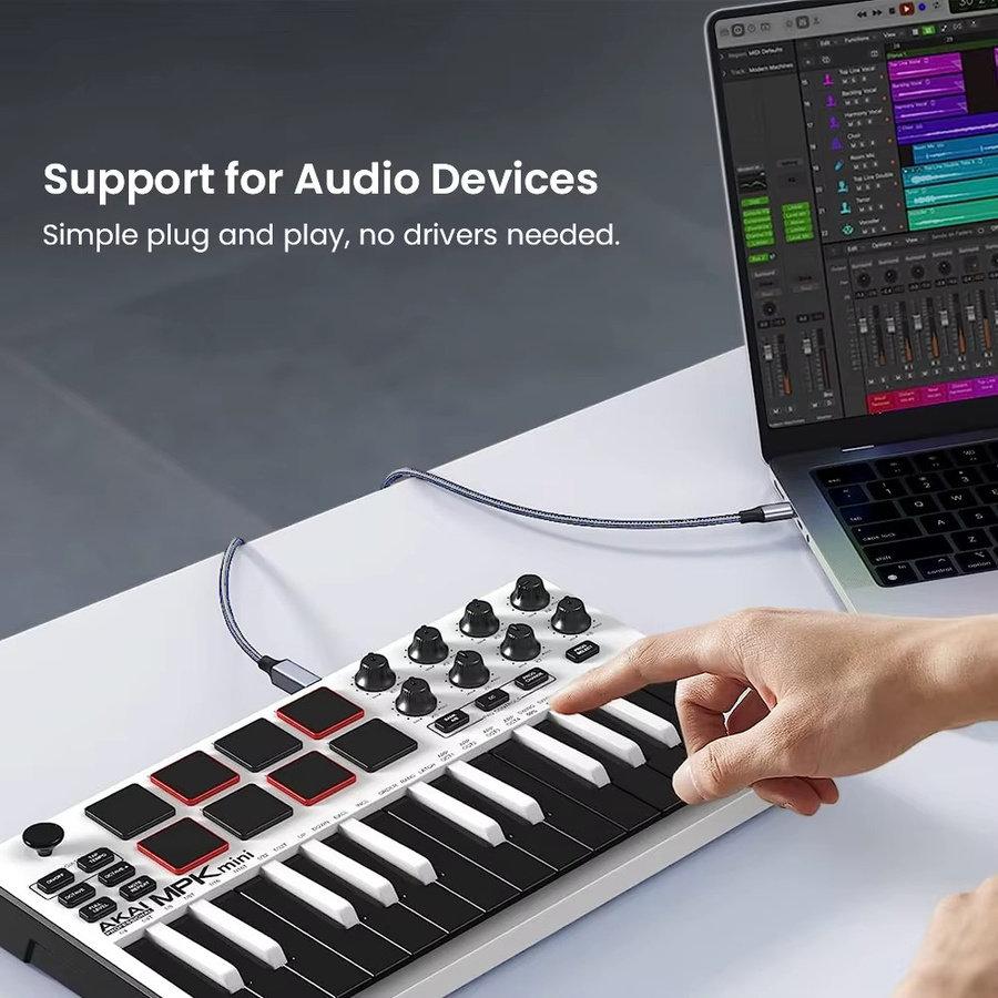 NIERBO USB B auf USB C Druckerkabel aus Nylon für MacBook Pro/Air und MIDI-Geräte - Bild 2