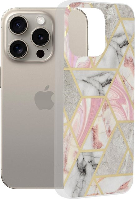 Techsuit Handyhülle für Apple iPhone 15 Pro Max in Rosa mit Marble Design - Bild 1