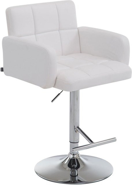 TPFLiving Barhocker Lausanne mit Kunstleder in Weiß und Metallgestell in Chromoptik, Höhe: 113 cm, Breite: 56 cm, Tiefe: 60 cm - Bild 1
