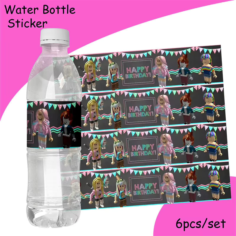 6 Stück Roblox Wasserflaschenetiketten als wasserfeste selbstklebende Aufkleber für deine Geburtstagsdekoration, Mehrfarbig - Bild 2