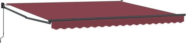 vidaXL Markise manuell Weinrot mit Kurbel und Faltarmen aus Aluminium und Polyester B/H: 400 x 300 cm - Bild 1