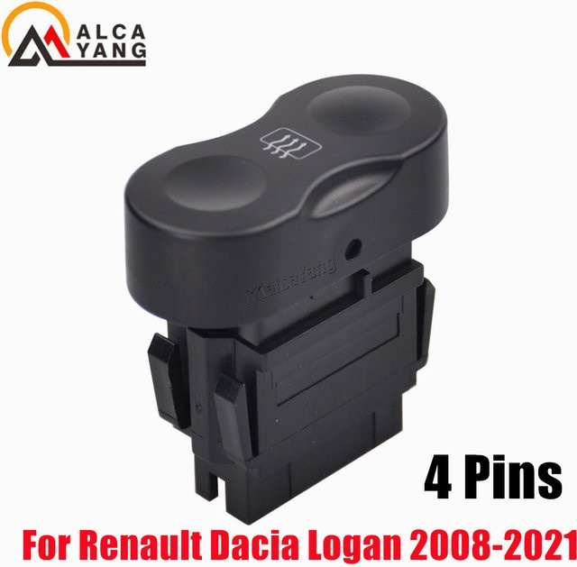 Malcayang Heckscheibensteuerungsschalter für Renault Dacia Logan 2008-2021 mit Entfrostungs- und Heiztasten, Schwarz - Bild 1
