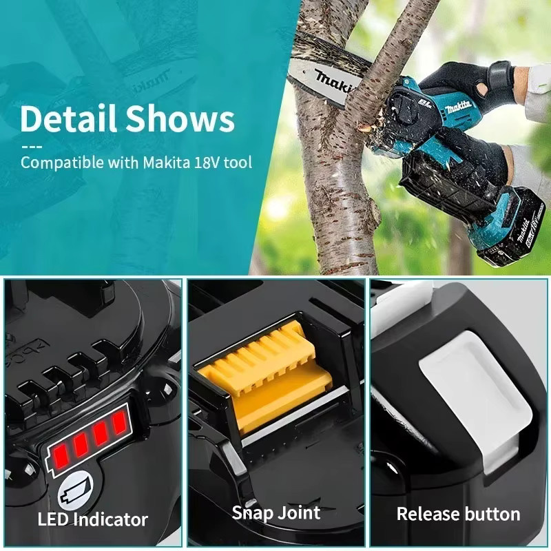 Makita 18V Lithium-Ionen Akku mit 6,0 Ah für BL1850, BL1840 und BL1830B in Schwarz - Bild 5