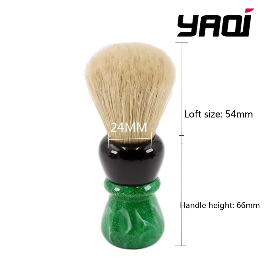 Yaqi Green Viper Nassrasierpinsel, 24 mm, Wildschweinborsten, Unisex - Bild 2