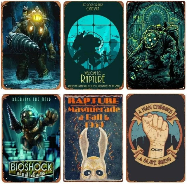 Vintage Bioshock Rapture Metallplakat CIFBUY Wanddekoration Mehrfarbig B: 30,0 cm, H: 20,0 cm - Bild 1