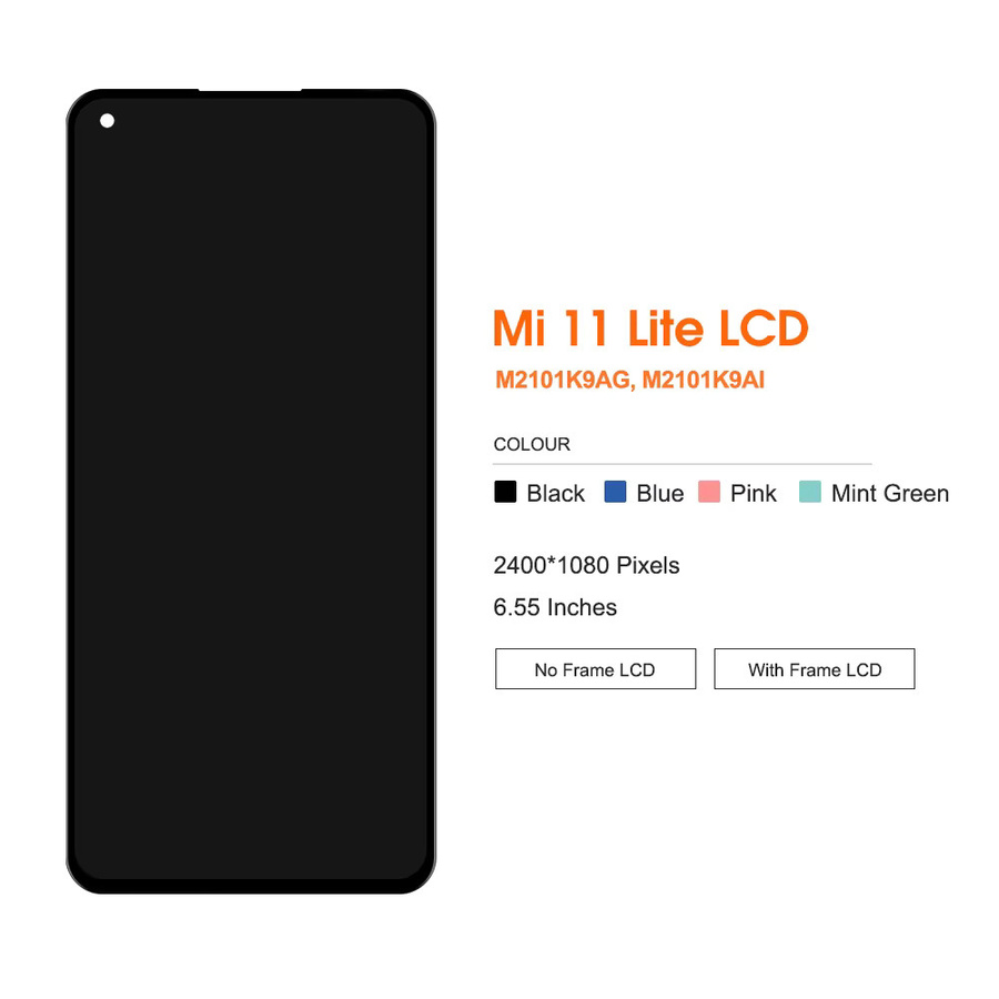 Xiaomi Mi 11 Lite 5G Ersatzdisplay mit Rahmen und Digitizer-Baugruppe 6,55 Zoll - Bild 2