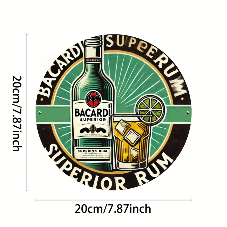 Bacardi Superior Rum rundes Metallschild aus Aluminium in Multicolour, Durchmesser: 20,32 cm - Bild 2