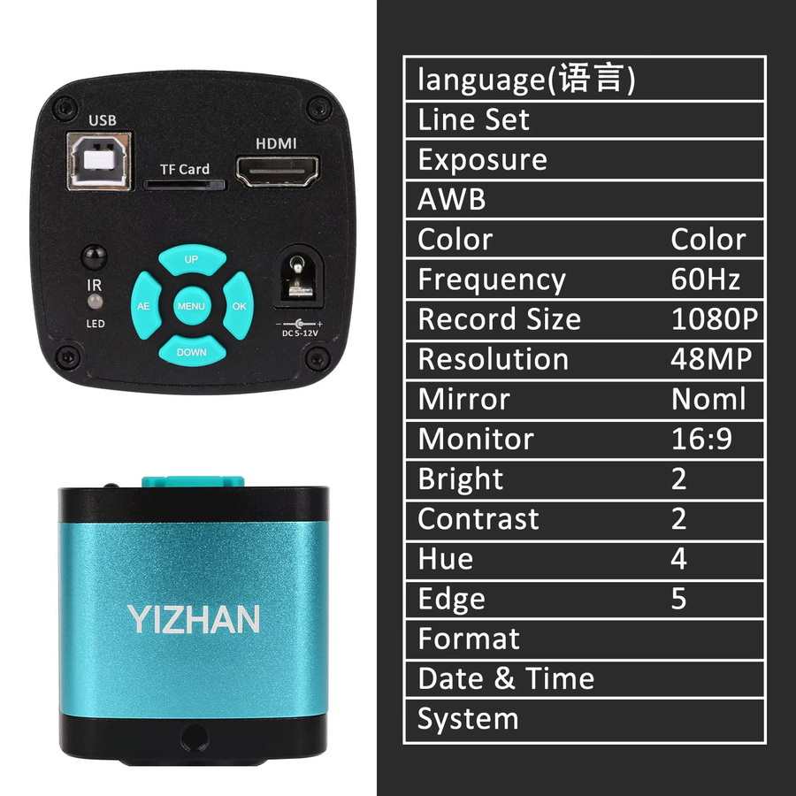YIZHAN Elektronik Lötmikroskop mit 48MP 4K Kamera, Full HD 1080P, HDMI und USB, 1-150x Objektiv, Schwarz - Bild 4